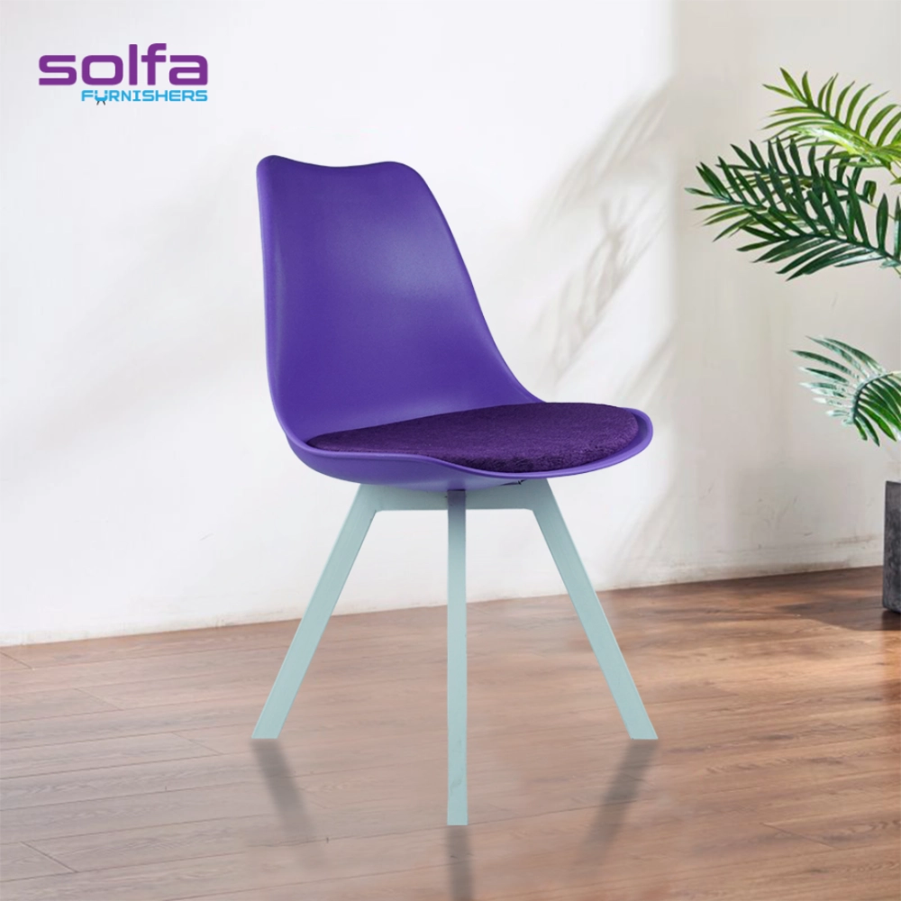 Heavy Duty Tulip Chair White Stand - Purple